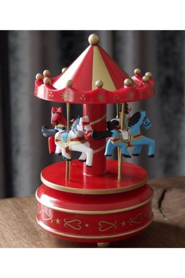 Kırmızı Nostaljik Atlı Karınca Müzik Kutusu
