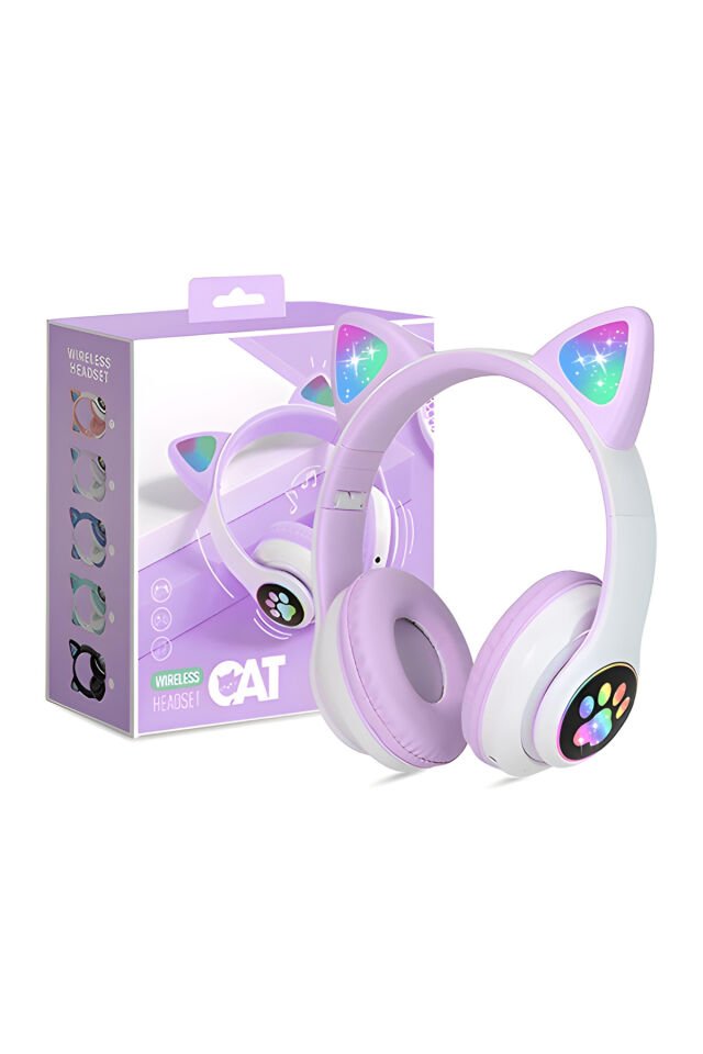 Kedi Kulağı Detaylı Çocuk Bluetooth Kulaklık Pro 5.0 Akıllı Rgb Led Detaylı Bluetooth Kablosuz