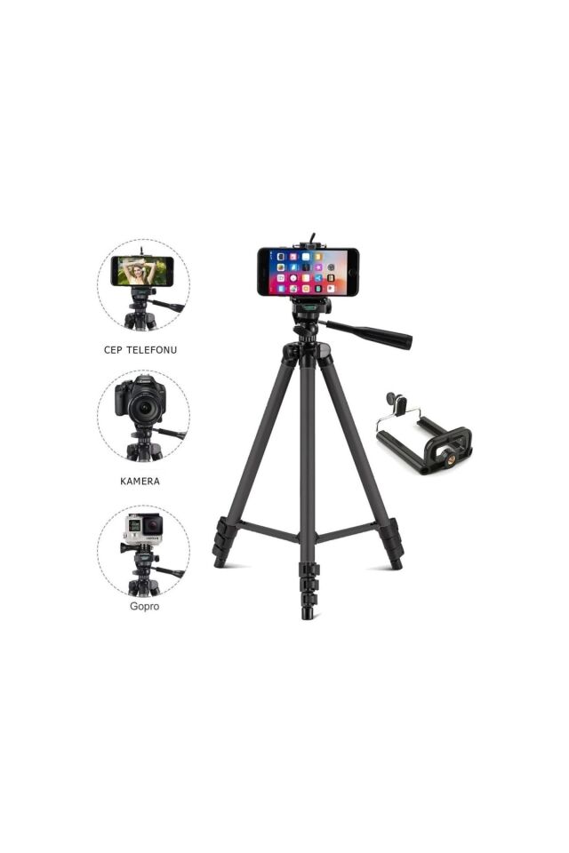 3120a Tripod Kamera Telefon Tutucu Ayarlanabilir 102cm Terazili 3 Ayaklı